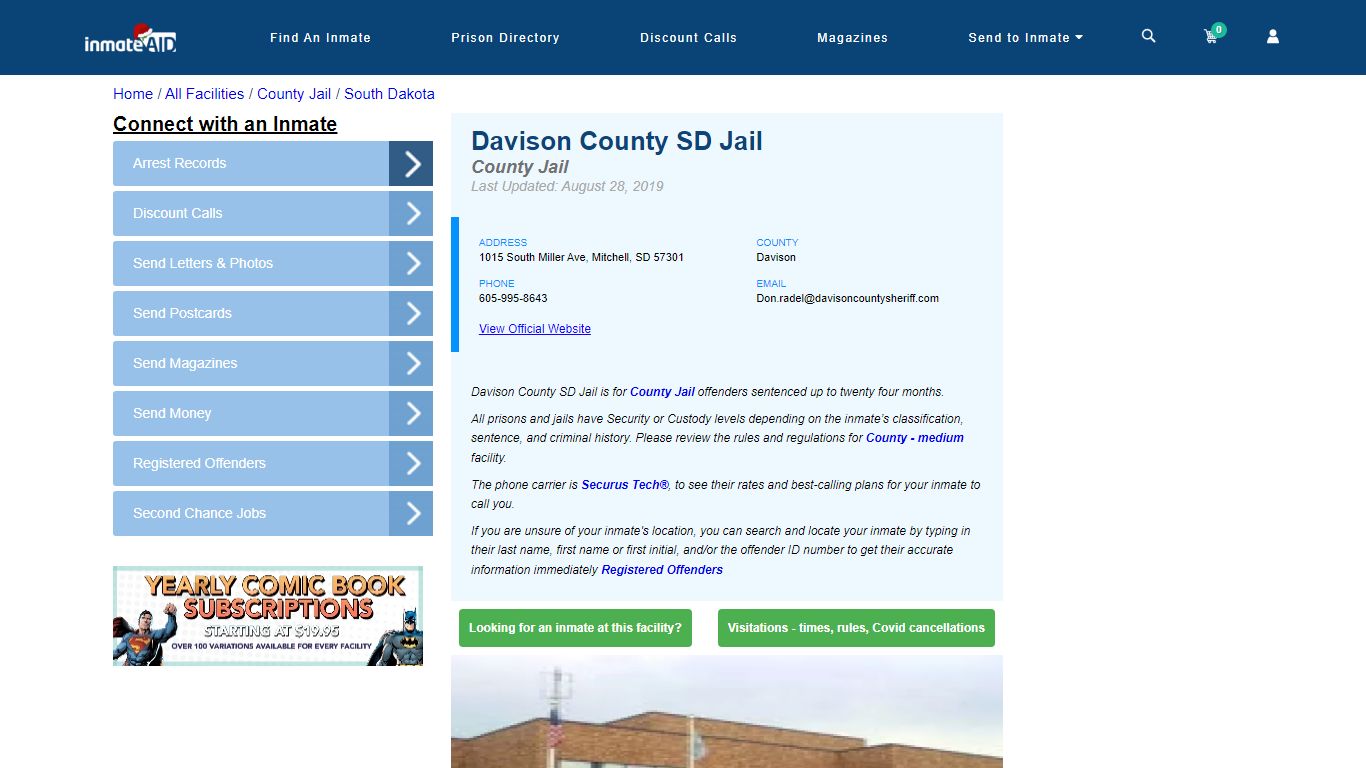 Davison County SD Jail - Inmate Locator - Mitchell, SD